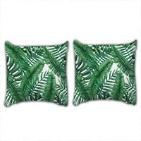 Lot de 2 Housses de Coussin carré Feuilles vertes tropicales 4 60x60cm (24 pouces environ) décoration de maison canapé lit