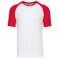 T-shirt bicolore baseball - Homme - K330 - blanc et rouge