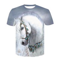 tee shirts imprimé en 3D,Classique Créatif t-shirt animal cheval 3D Imprimé tshirt Décontracté Gar?on fille vêtements t-shirts à ma