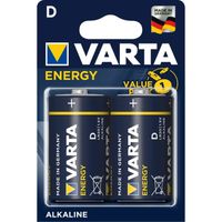 VARTA Pack de 2 piles alcalines Energy D (LR20)