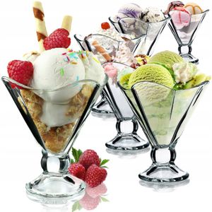 Lot De 6 Coupes à Glace Truva - Verre Transparent, Fond Coloré, 30 Cl