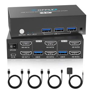 Commutateur KVM 4 Ports DisplayPort USB – Ultra HD 4K 60Hz – Kaléa