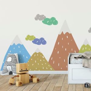 Stickers muraux enfants - Décoration chambre bébé - Autocollant Sticker  mural géant enfant montagnes scandinaves JIKA - 120x180cm