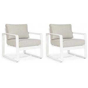 FAUTEUIL JARDIN  Fauteuil Lot de 2 fauteuils Merrigan aluminium blanc