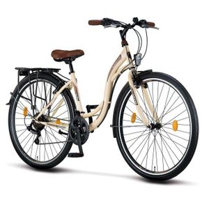 VÉLO DE VILLE - PLAGE Licorne Bike Stella Premium City Bike 24,26 et 28 pouces – Vélo hollandais, Garçon [Beige, 28]