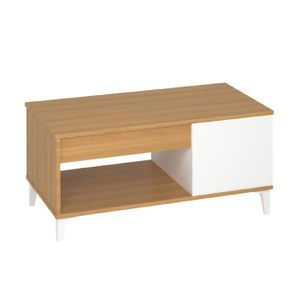 TABLE BASSE Table basse modulable coloris chêne Harek-blanc - Hauteur 44 x Longueur 100 x Profondeur 50 cm