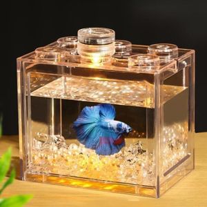 AQUARIUM Shipenophy Mini réservoir de poissons Petit Aquarium Betta Transparent acrylique animalerie substrat Ordinaire Transparent