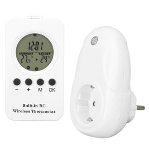 THERMOSTAT D'AMBIANCE Thermostat enfichable sans fil TMISHION - Télécommande LCD - Détection automatique de température
