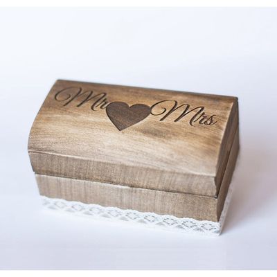 Coussin De Bague En Bois Et Dentelle Amosfun - Pour Mariage, Alliances - Déco Lit Après Cérémonie - 18x18 Cm