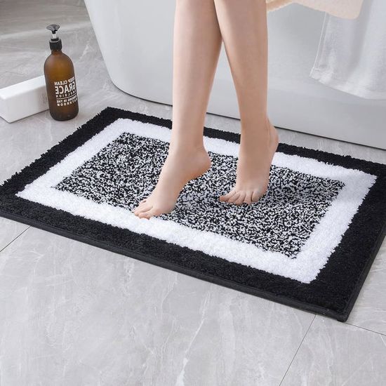 Tapis De Bain Antidérapant 60x60cm - Microfibre Absorbante - Dessin Fleur Rose - Pour Salle De Bain