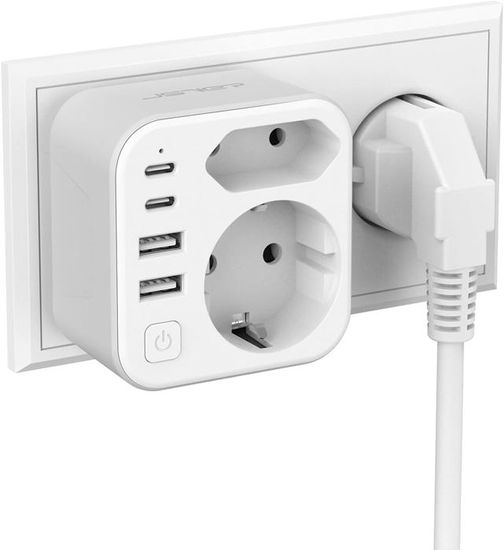 LENCENT Multiprise Euro 2 Prises Et 1 Prise Schuko Avec 3 Ports