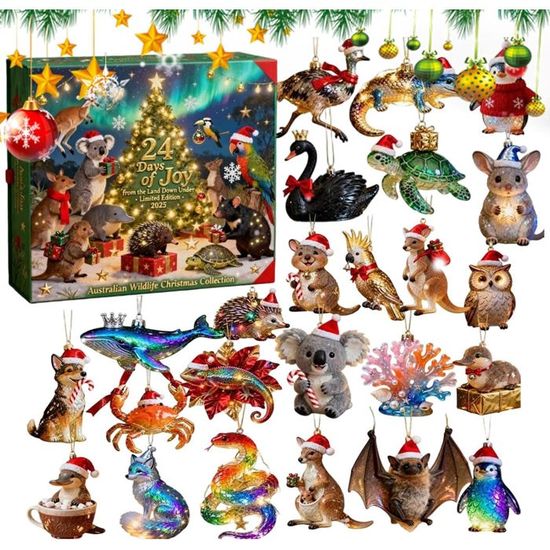Calendrier de compte à rebours de nain de Noël 24 jours | 2025 en acrylique 2D à collectionner pour filles et garçons