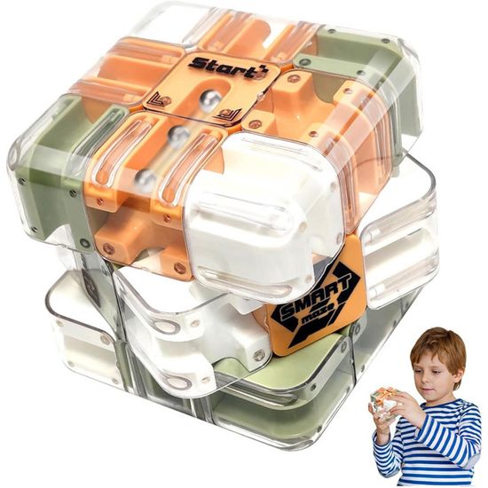 Cube Labyrinthe 3D à Bille - Puzzle Casse-Tête Logique - Orange - Pour Enfants Et Adultes