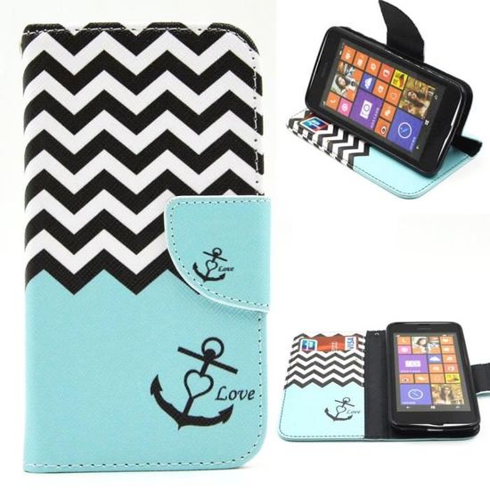 Étui Portefeuille Bookstyle Pour Nokia Lumia 630/635 - Fermeture Magnétique, Support Intégré, Cuir Synthétique Noir