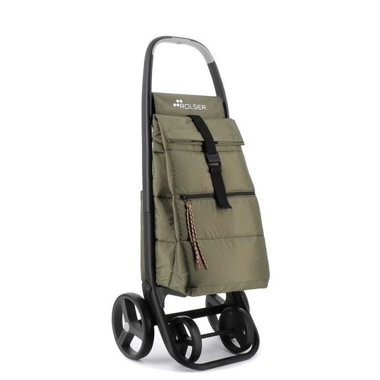 Chariot De Course Pliable Rolser Big Polar 2 Roues - Châssis Aluminium, Sac Kaki Avec Poches - Pour Shopping, Plage, Laverie, Transport Léger - Compact Et Pratique