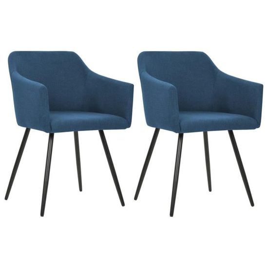 {Style Scandinave Moderne} Pack de 2 Chaises de salle à manger Style Contemporain Chaise Salon Chaise à dîner Bleu - Tissu ©60507
