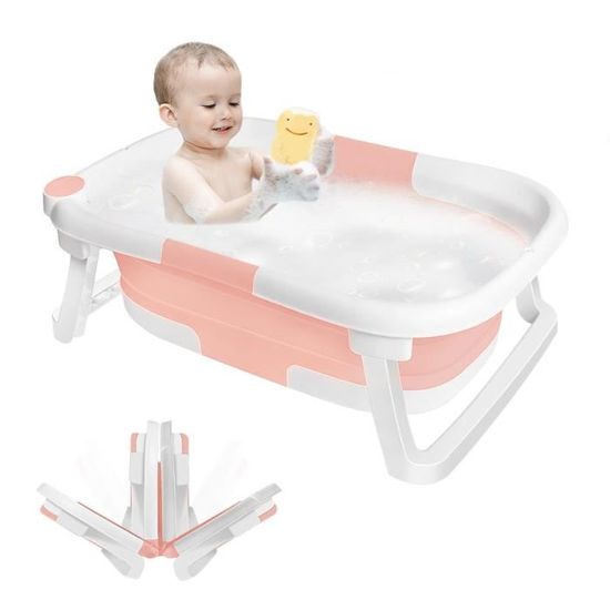 Baignoire Bébé Pliable Belfoyer Avec Thermomètre - Coussin Incliné - Support Réglable Ou Au Sol - Pour 0 à 36 Mois - 12