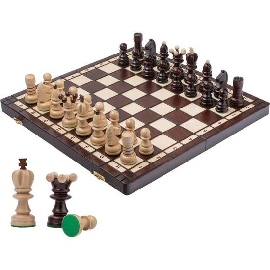 Jeu D'Échecs En Bois Pliable JurciCat - Échiquier 39x39cm - Pièces Storage Inclus - Voyage Ou Famille