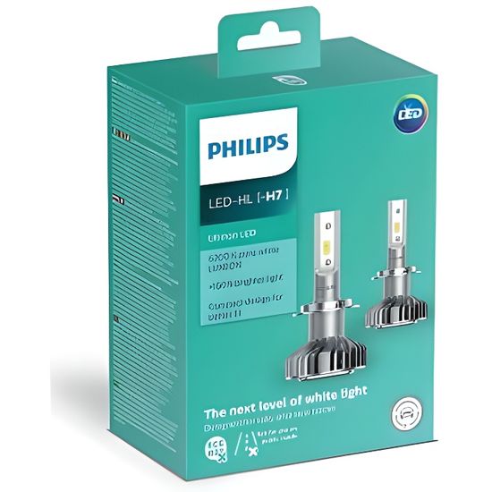 2x Ampoules LED H7 Philips Ultinon 2200Lm 6200K 6000K - Cdiscount Auto