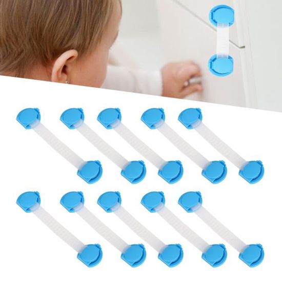 Bloc Placard Bébé Lot De 5 - Sécurité Enfant Sans Perçage, Double Verrouillage, Adhésif Solide, Protection Placards Fenêtres, Marque Française Inedit
