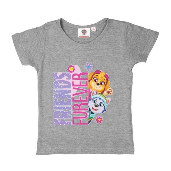 T-shirt Paw Patrol Pour Fille - Manches Courtes - Rose - 100% Coton