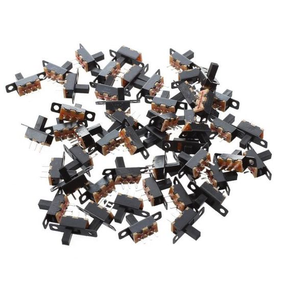 50 Interrupteurs à Glissière Verticalux 3 Mm SPDT – 3 Broches, Pour PCB, Neufs