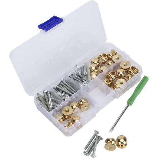 Lot De 20 Rivets Laiton Anneau En D 8mm - Rivets Vis Cuir Pour Portefeuille, Sac, Bracelet, Ceinture, DIY Artisanat Cuir, Solides & Antirouille