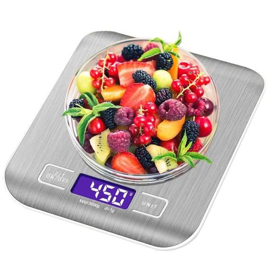 MOKEKA Balance Électronique Professionnelle 40kg - Écran LCD, Acier Inox, Batterie Rechargeable