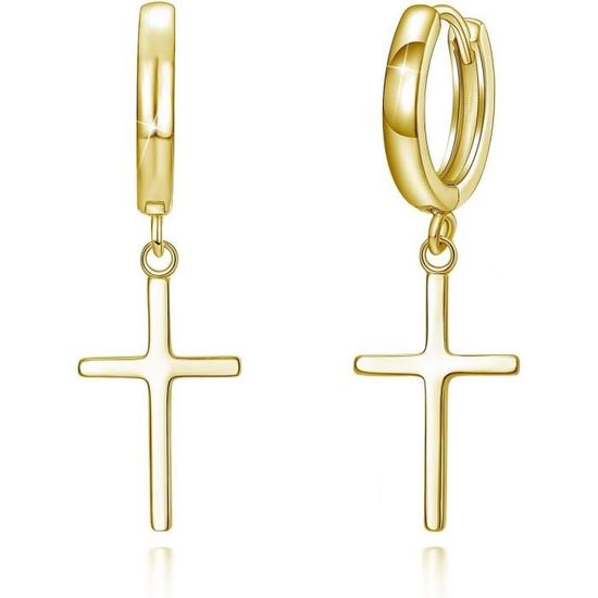 Boucles D'oreilles Croix En Argent 925 - Clous - Pendantes - Neuf Avec étiquettes