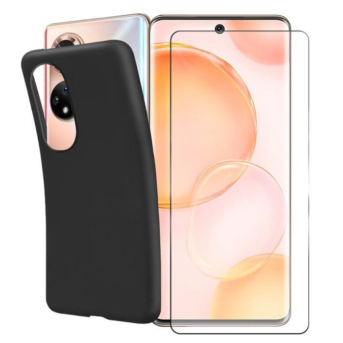 Coque de protection souple silicone Noir + Verre trempé pour Honor 50 5G 6.57\