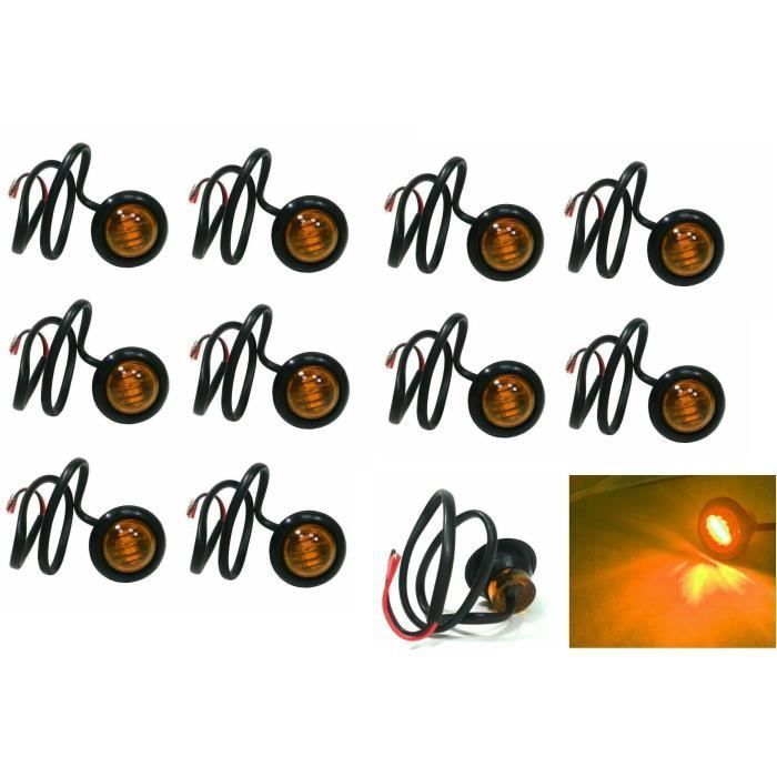 Lot de 10 Feux De Gabarit Lateraux Eagle Eye Orange 12V Pour Camion Remorque Chassis Caravane Tracteur