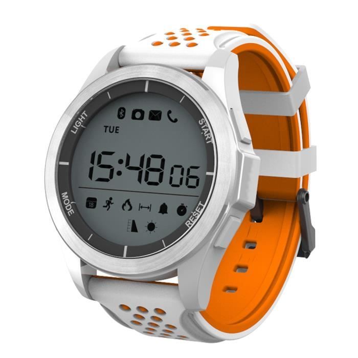 NO.1 F3 montres connectées smartwatch BLANC ET ORANGE Sports Bluetooth 4.0 IP68 étanche caméra à distance rappel sédentaire