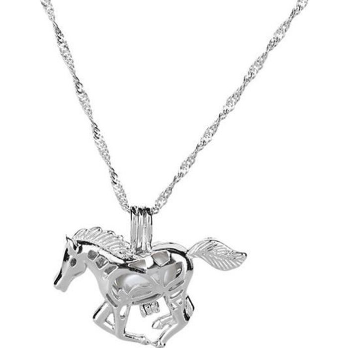 Creative Cheval Forme Collier Lumineux Pendentif Bijoux De Mode Collier Pendentif Charme Cou Décor pour Femmes Filles (Bleu ciel)