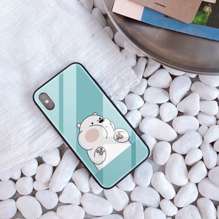 Coque, iPhone XR, Style 20424 We Bare Bears bricolage étui iphone 8X10 capa téléphone verre trempé personnalisé iphone MAX E étui