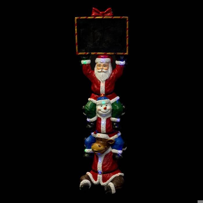 Feeric Christmas - Grande décoration Lumineuse Père Noël et ses Amis en résine 20 LED H 150 cm Rouge Et Blanc
