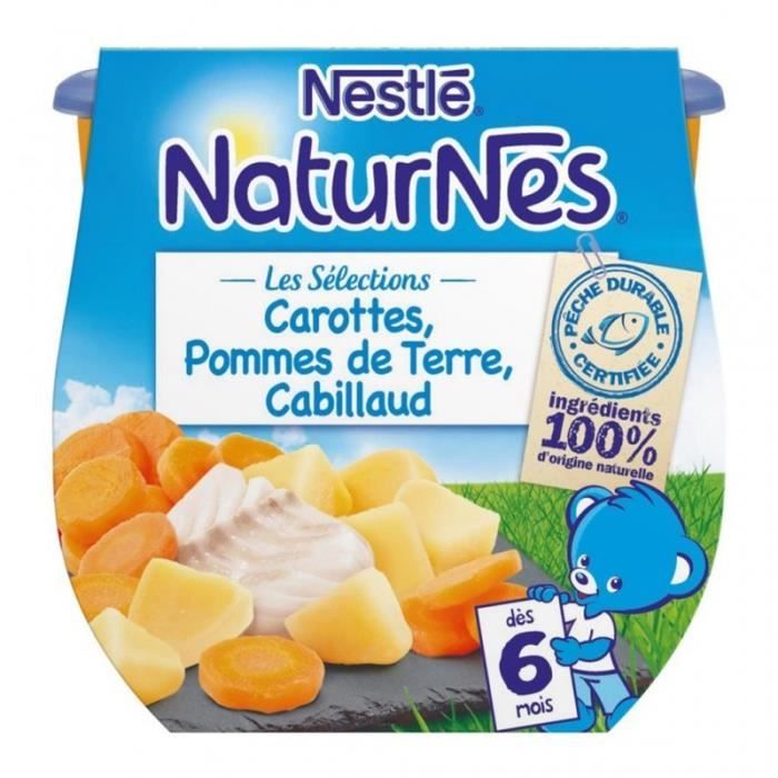 Nestlé Naturnes Les Sélections Carottes Pommes de Terre Cabillaud (dès 6 mois) par 2 pots de 200g (l
