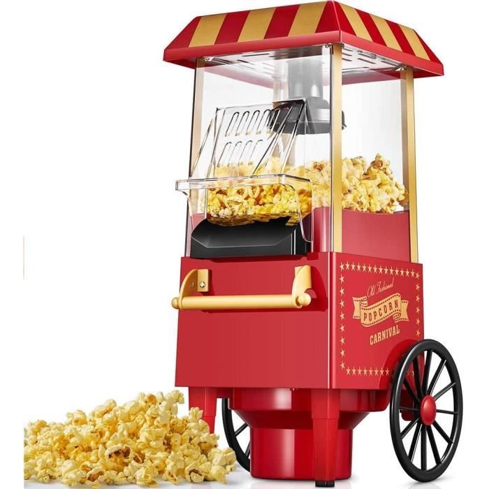 Machine à popcorn, Machine à pop-corn rétro avec air chaud, Sans graisse Sans gras Sans huile, Opération à un bouton, bon cade,477