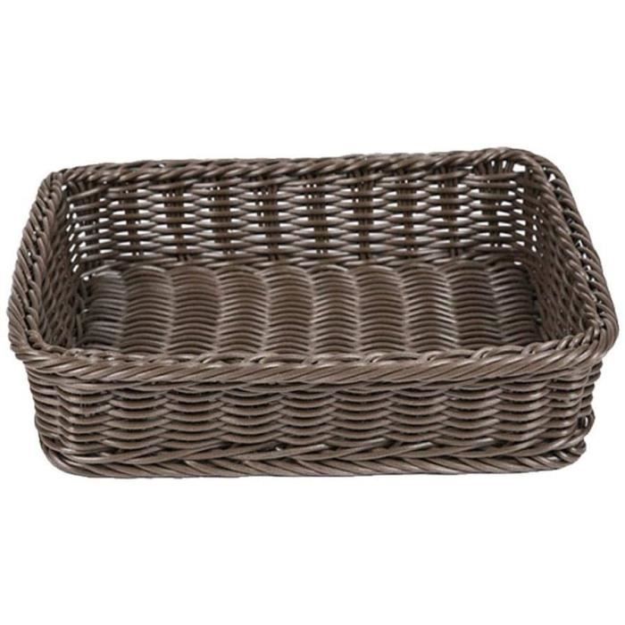 CORBEILLE Fablcrew Panier de Rangement Tressé Rectangulaire Corbeille à Pain Plastique Panier à Pain Osier 745