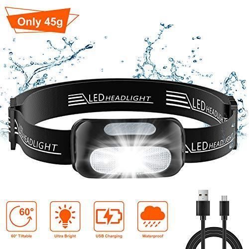 Cocoda Lampe Frontale LED Rechargeable, Torche Frontale Puissante Étanche with 5 Modes d'Éclairage, Ultra-Léger & Réglable Lampes