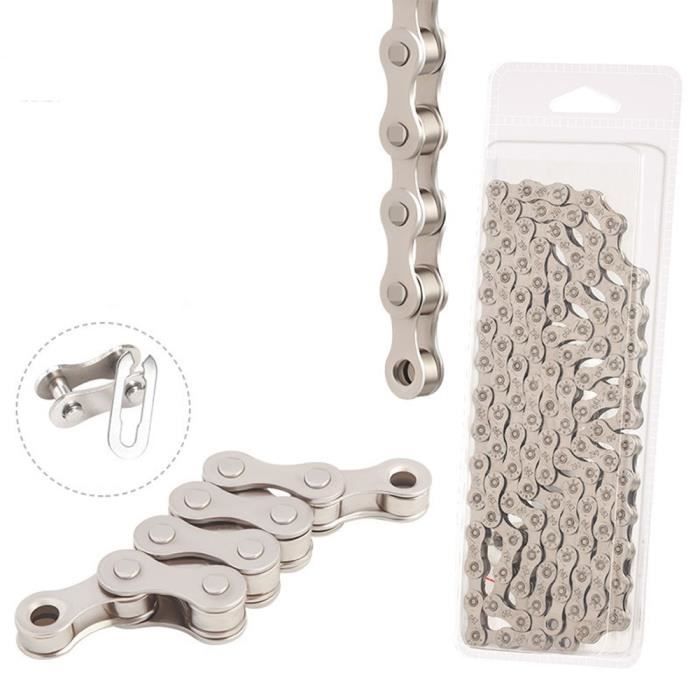 DAMILY® Chaîne de vélo Anti-rouille et anti-corrosion Seule vitesse - Argent