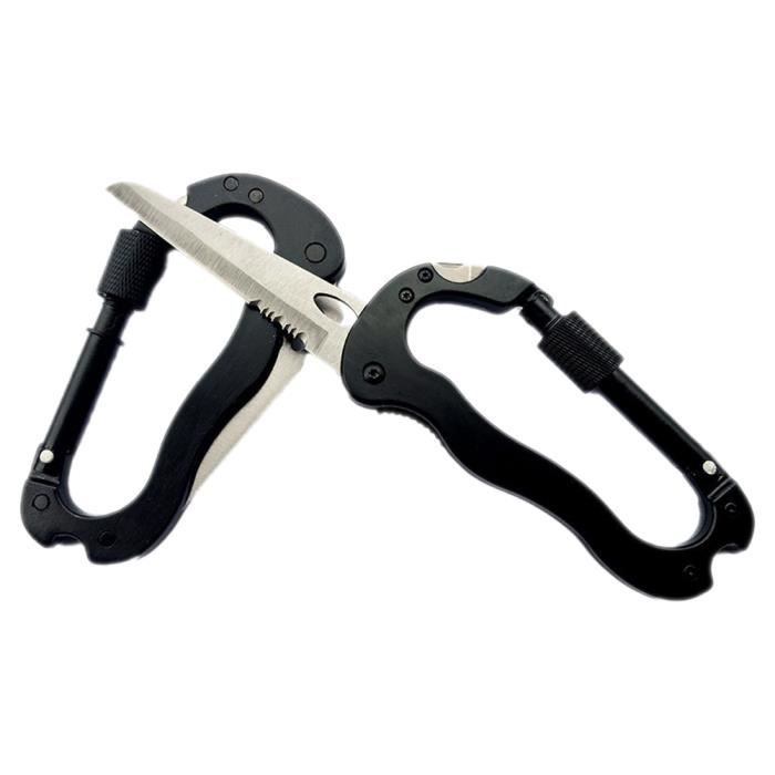 Outils multifonctions porte-clés mousquetons engrenage Clé noire en acier inoxydable Opener Camping Randonnée