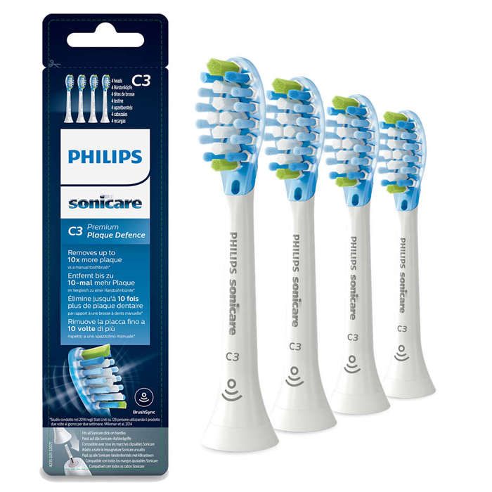 Philips Sonicare C3 Premium HX9044 Plaque Control Tête de brosse de rechange pour brosse à dent blanc (pack de 4)