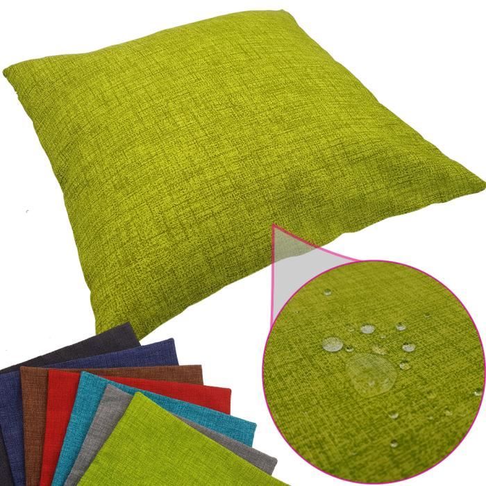 Coussin imperméable Tino 40 x 40 cm idéal pour extérieur de proheim - Coussin décoratif coloré résistant aux taches en vert
