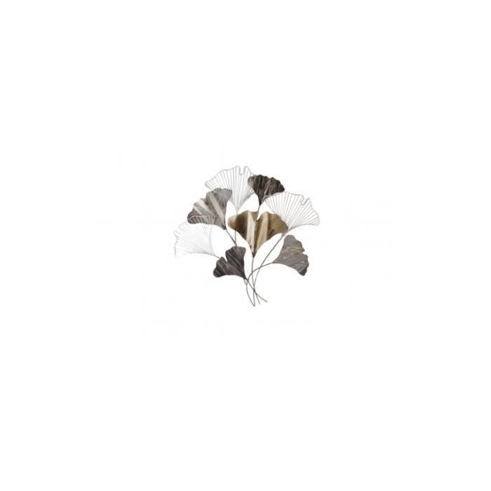 Feuilles ginkgo stylisées gris champagne blanc