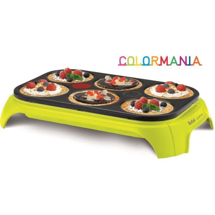 TEFAL PY559312 Appareil à crêpes, Crêpière, 6 mini crêpes, Revêtement antiadhésif, Fonction Thermospot, Fabriqué en France, Vert