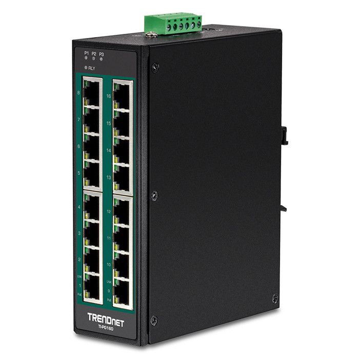 trendnet 16-port hard.ind.gb poe+ switch din-rail noirRouteur, Wifi, Réseau 16-PORT HARD.IND.GB POE+ SWITCH DIN-RAIL 150937