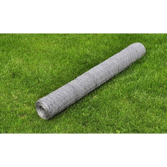 Grillage pour volière Acier galvanisé 25 x 1 m Argenté 169018