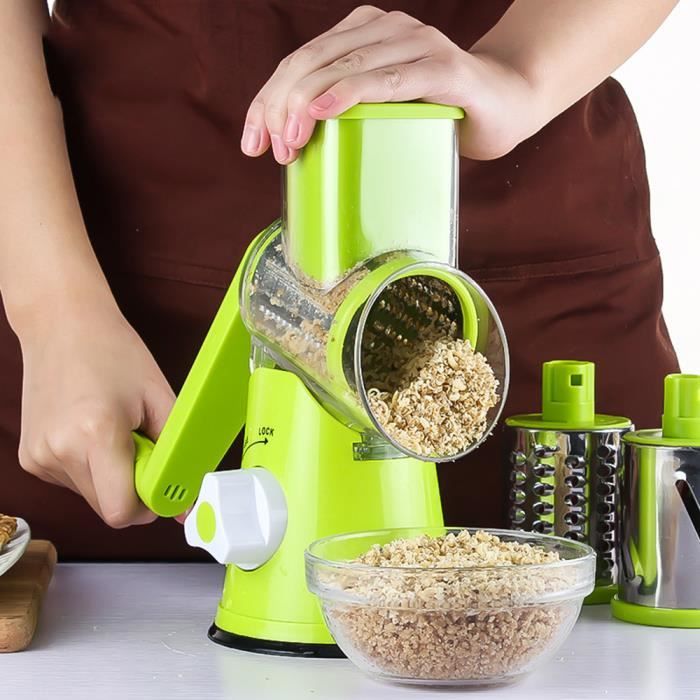 rape légumes manuel pour les légumes, fruits secs, le fromage (3 lames, lavage facile) - Vert