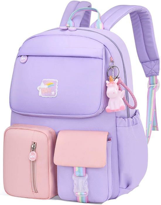 Cartable Fille Licorne Kawaii Arc-en-Ciel – Sac à Dos Étanché Mignon Pendentif Pour Collège Et Ados