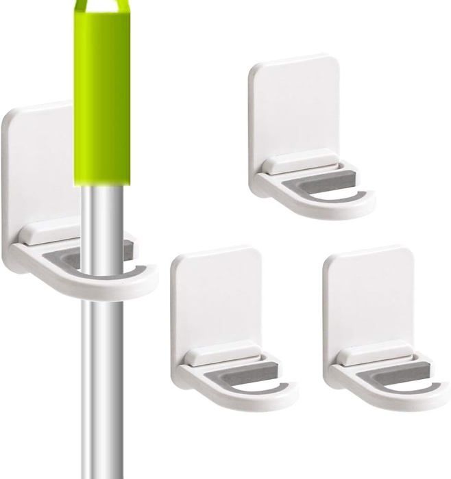 Lot De 6 Supports Muraux Pour Balai Et Serpillère - Organisation Cuisine Et Maison, Adhésifs Sans Percer, Antidérapants